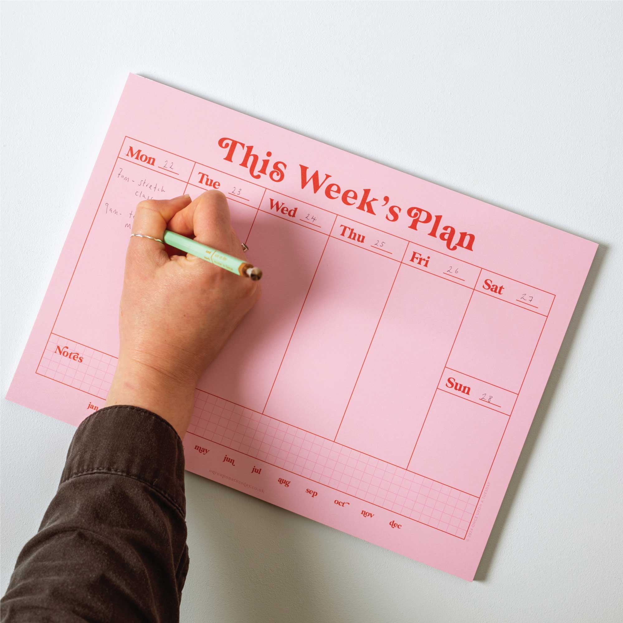 A4 Weekly Planner Pad | Pink & Red - Image 4
