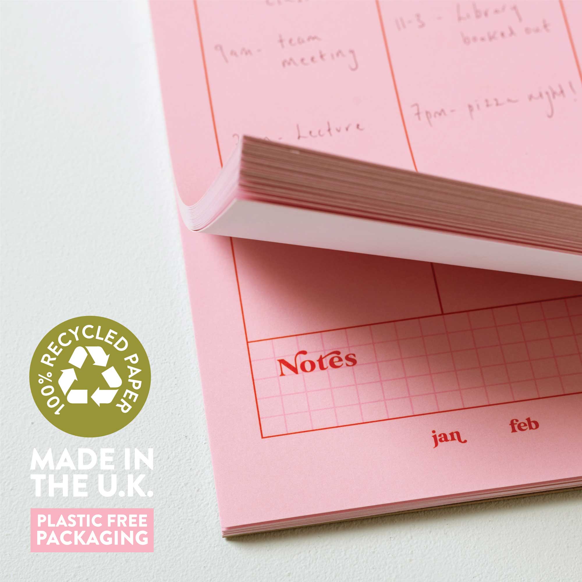 A4 Weekly Planner Pad | Pink & Red - Image 5