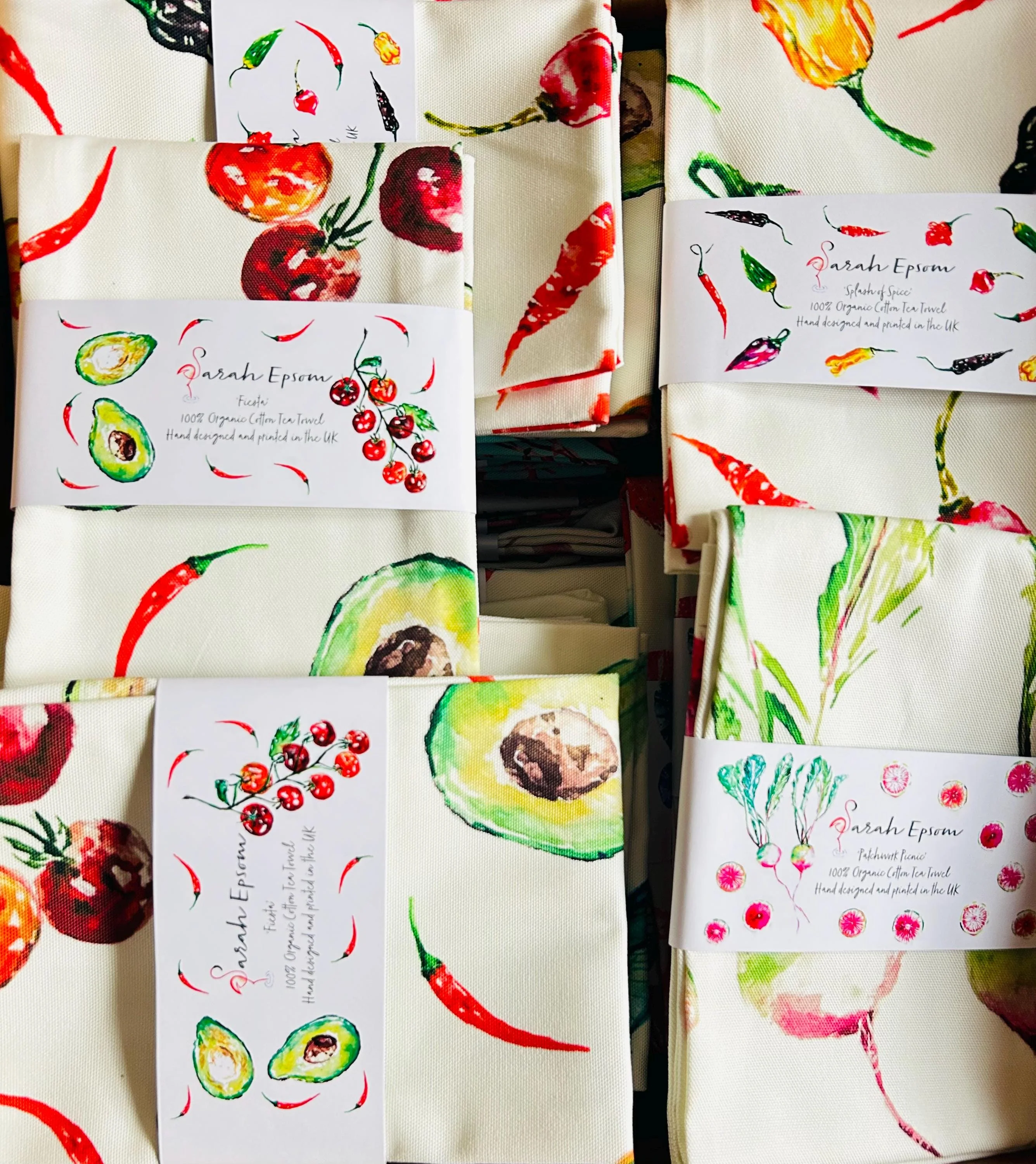 Guacamole, Fiesta, 100% Organic Cotton tea towel, Designed and printed in UK - by Sarah Epsom - Image 6
