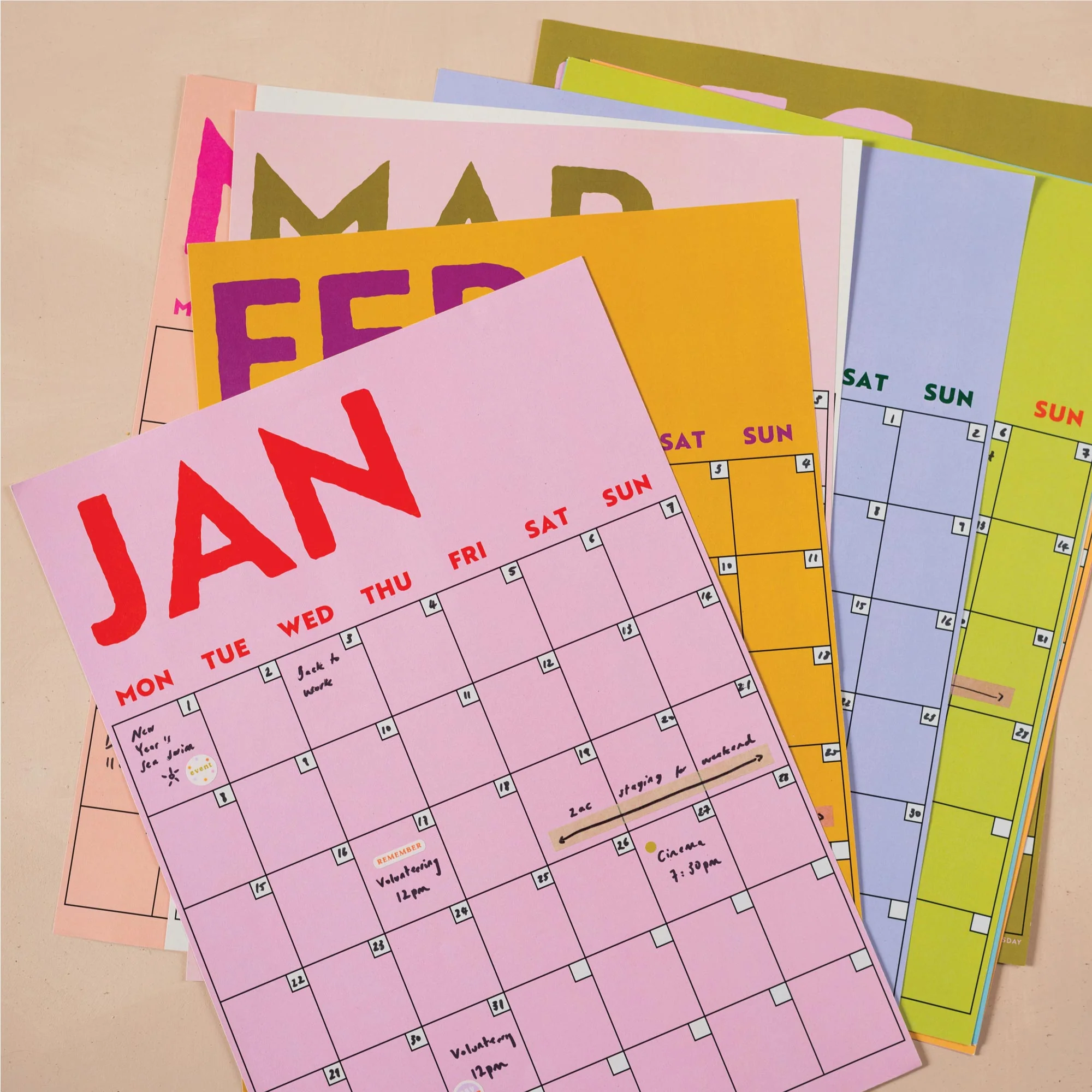 Large Monthly Undated A3 Wall Planner | 12 Pages | Colourburst - Image 4